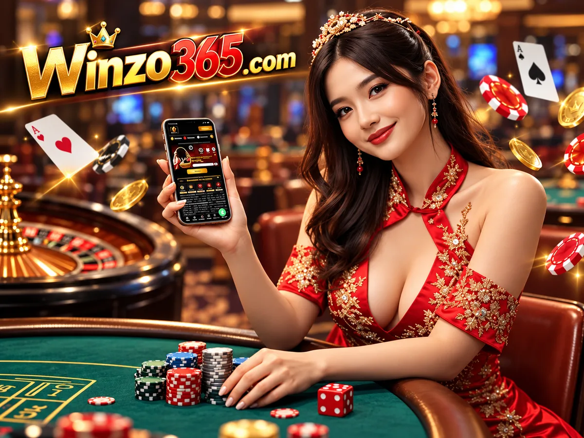 Casino table illustration accompanying the Winzo365 contact guide